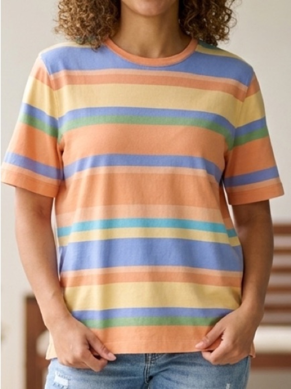 Lauren Ralph Lauren 3X Striped Tee Key West Multi Color Cotton Top